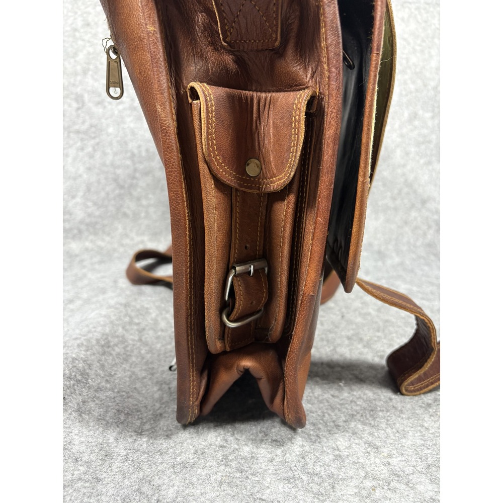 Handmade World Messenger Bag Large Brown Leather Vintage Laptop Satchel - Picture 15 of 16